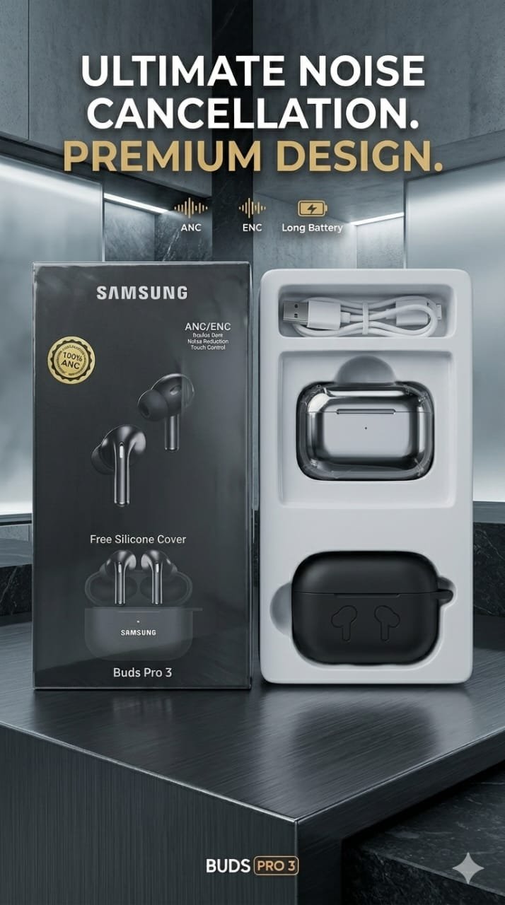 Samsung Buds Pro 3 – Premium Wireless Earbuds with ANC & ENC in black color