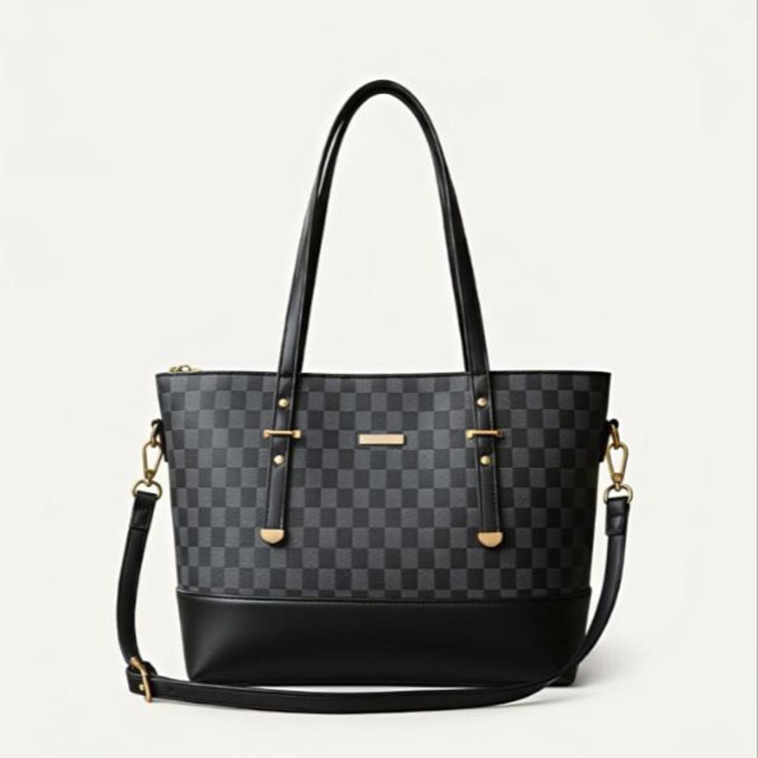 Midnight Check Luxe Tote Bag